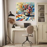 Colourful floral wall art canvas in a modern setting, adding vibrant decor to any room