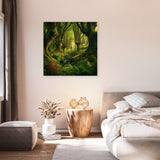 Serene landscape wall art canvas featuring a lush green forest scene perfect for home decor
