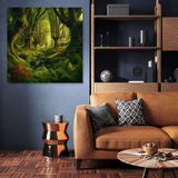 Lush green forest landscape Wall Art Canvas enhancing a modern living room atmosphere