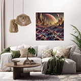Stunning Wall Art Canvas showcasing a cosmic landscape with planets and vibrant colours for modern interiors