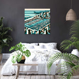 Stylish Wall Art Canvas depicting a modern marina landscape for contemporary home decor