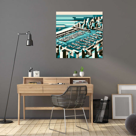 Stylish Wall Art Canvas featuring a geometric cityscape design, perfect for modern interiors