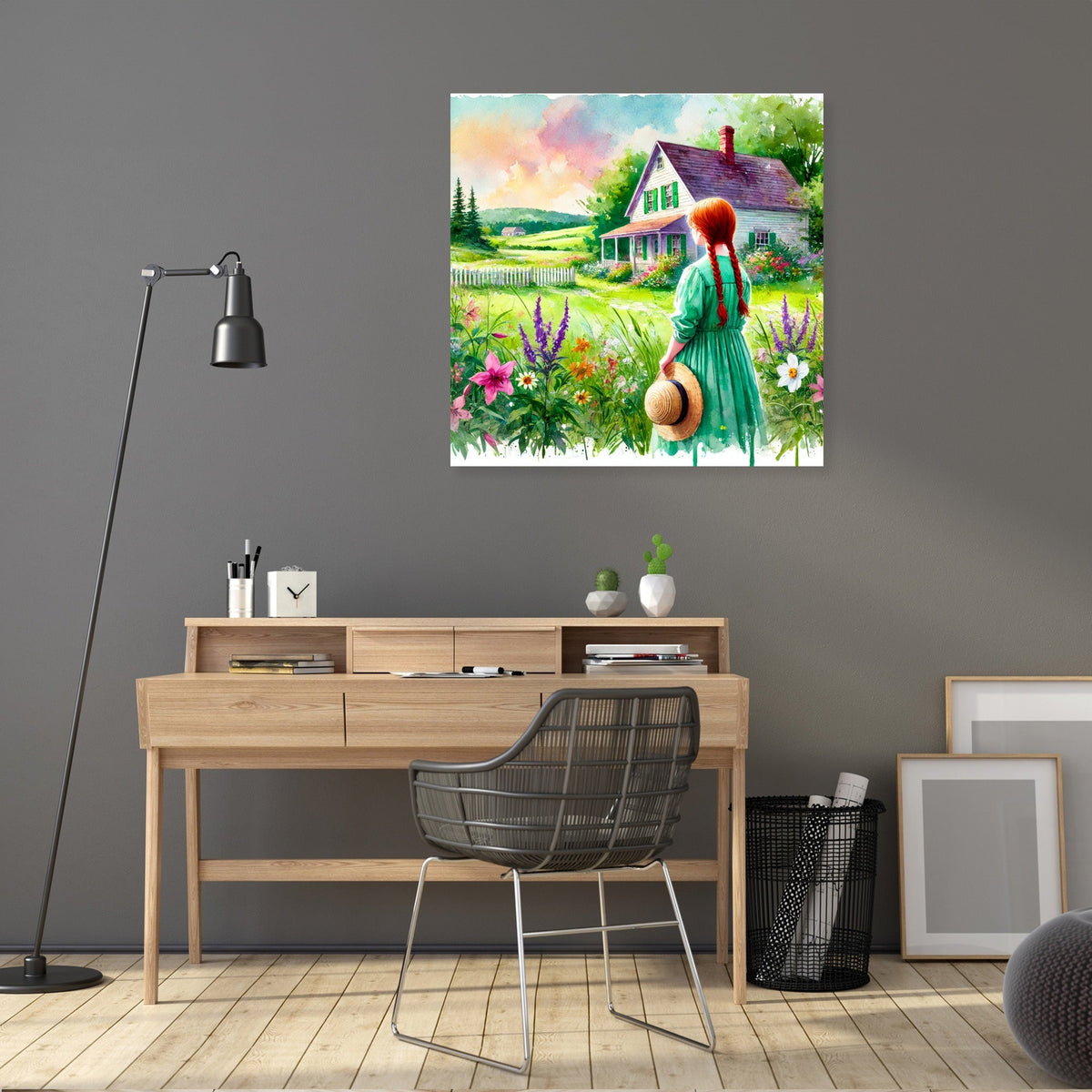 Beautiful Wall Art Canvas featuring a serene countryside scene with a house and flowers