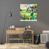 Beautiful Wall Art Canvas featuring a serene countryside scene with a house and flowers