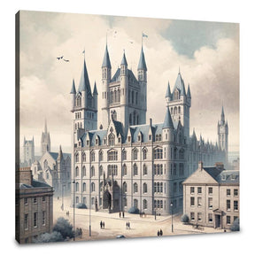 Elegant Wall Art Canvas depicting a grand castle with spires and ornamental architecture