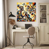 Vibrant Wall Art Canvas featuring a musician with musical notes, ideal for home decor