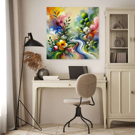 Vibrant wall art canvas featuring abstract floral design for stylish home decor