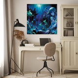 Home Art Haven Wall Art Canvas featuring an underwater scene with a serene figure and vibrant marine life