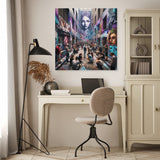 Colourful Wall Art Canvas featuring urban street art and people in an artistic setting