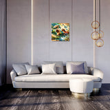 Vibrant Wall Art Canvas depicting a serene landscape hanging above a modern sofa in a stylish room