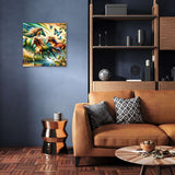 Vibrant Wall Art Canvas featuring a horse with butterflies in a stylish living room setting