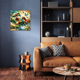 Vibrant Wall Art Canvas featuring a horse with butterflies in a stylish living room setting
