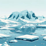 Stunning Wall Art Canvas featuring a serene icy landscape with floating icebergs and a distant mountain