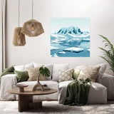 Beautiful Wall Art Canvas featuring a serene icy landscape with mountains and floating icebergs