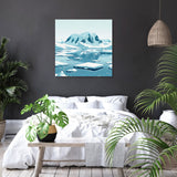 Stylish Wall Art Canvas featuring a serene icy landscape in a modern bedroom setting