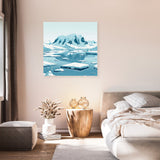 Home Art Haven Wall Art Canvas featuring a serene icy landscape with mountains and floating icebergs