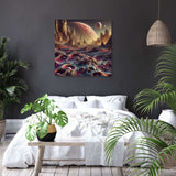 Stunning Wall Art Canvas featuring a cosmic landscape with vibrant planets and textured terrain