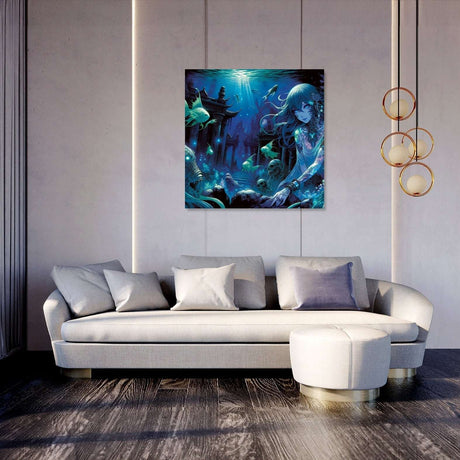 Vibrant Wall Art Canvas featuring an underwater scene with mystical elements, perfect for modern living spaces