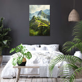 Beautiful Wall Art Canvas depicting a stunning view of Machu Picchu in a modern bedroom setting