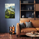 Beautiful Wall Art Canvas featuring Machu Picchu landscape design in stylish living room setting
