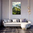 Beautiful Wall Art Canvas featuring Machu Picchu landscape in a modern living room setting
