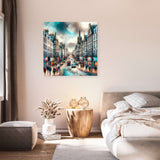 Stylish Wall Art Canvas featuring a vibrant city street scene, perfect for modern home decor