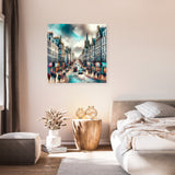 Stylish Wall Art Canvas featuring a vibrant city street scene, perfect for modern home decor