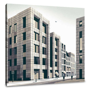 Modern architectural Wall Art Canvas featuring city buildings and urban landscape
