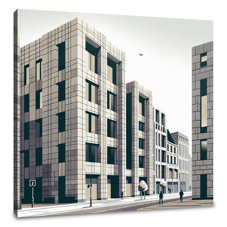 Modern architectural Wall Art Canvas featuring city buildings and urban landscape