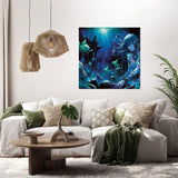 Underwater fantasy scene featuring a girl surrounded by fish, perfect as Wall Art Canvas for home decor