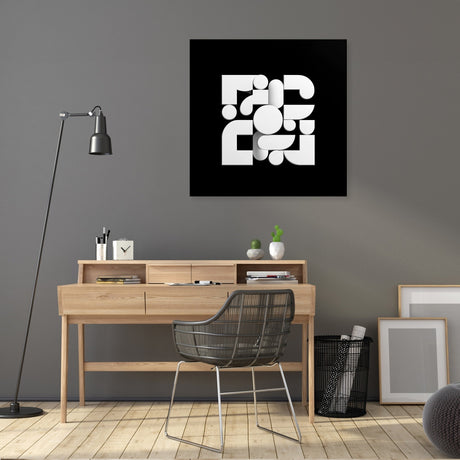 Modern abstract Wall Art Canvas featuring geometric shapes in a stylish black and white design