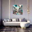 Stylish wall art canvas depicting a bustling city scene, perfect for home decor
