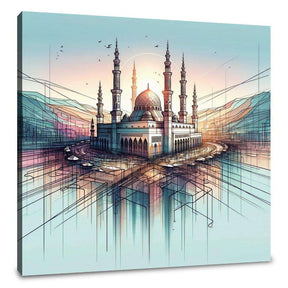 Beautiful Wall Art Canvas featuring a mosque with stunning architecture and vibrant colours
