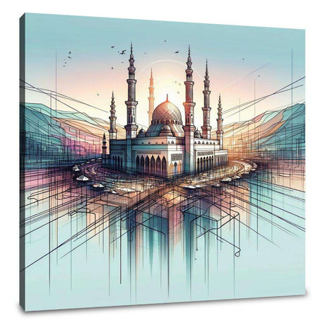 Beautiful Wall Art Canvas featuring a mosque with stunning architecture and vibrant colours