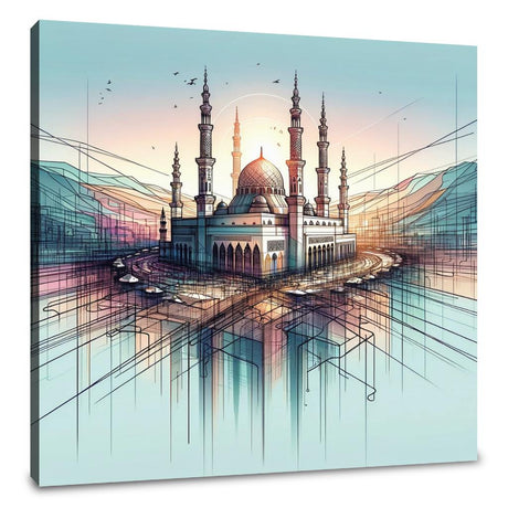 Beautiful Wall Art Canvas featuring a mosque with stunning architecture and vibrant colours