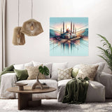 Stunning Wall Art Canvas featuring a mosque in a serene landscape perfect for home decor