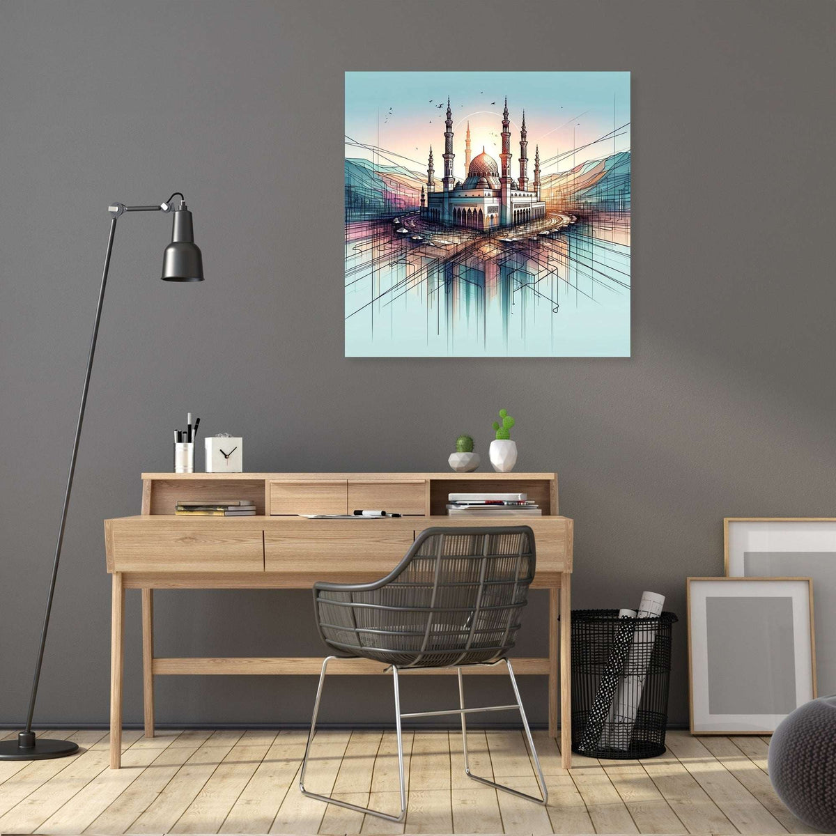 Modern Wall Art Canvas featuring a serene mosque design, perfect for home decor