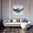 Stylish wall art canvas featuring a vibrant mosque landscape, perfect for modern home decor