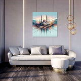 Stylish wall art canvas featuring a vibrant mosque landscape, perfect for modern home decor