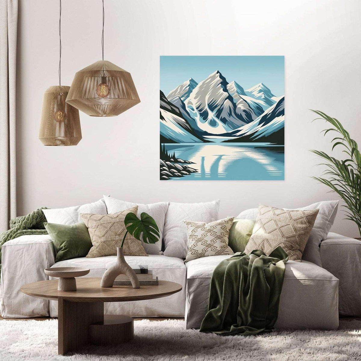 Beautiful Wall Art Canvas featuring serene mountain landscape with reflections in calm water