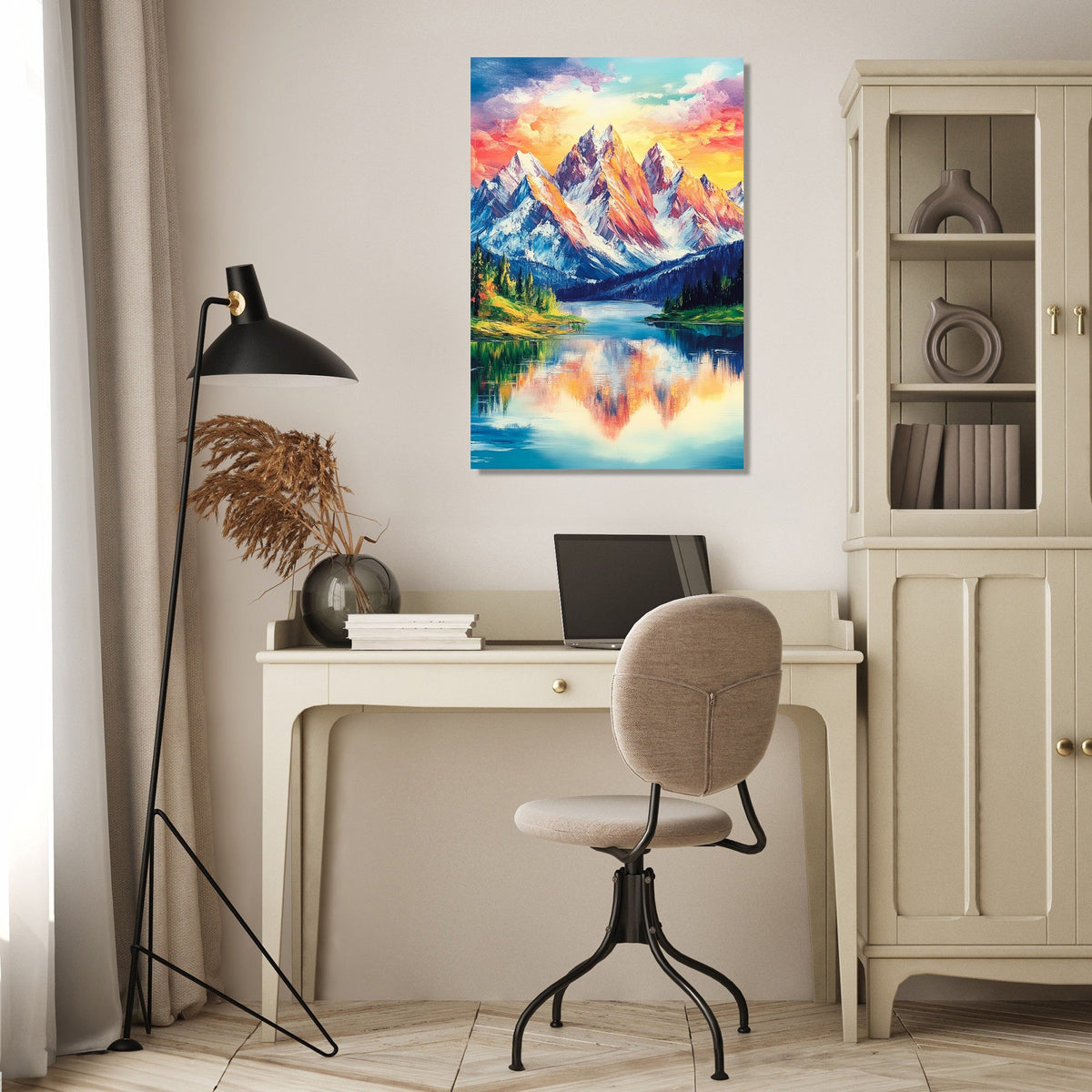Stunning Wall Art Canvas featuring vibrant mountain and lake scenery for home decor
