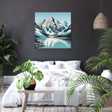 Beautiful wall art canvas featuring serene mountain landscape over a tranquil lake, perfect for home decor