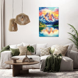 Beautiful Wall Art Canvas depicting mountains and lake scenery for home decor