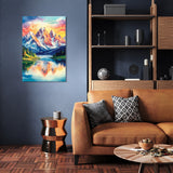 Vibrant Wall Art Canvas featuring a serene mountain landscape with a reflective lake