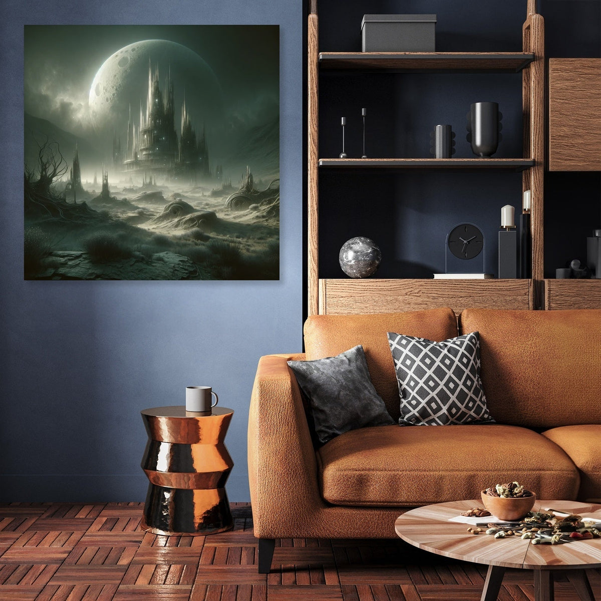 Mystical fantasy landscape featuring a castle, ideal for modern home decor as Wall Art Canvas