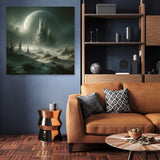 Mystical fantasy landscape featuring a castle, ideal for modern home decor as Wall Art Canvas