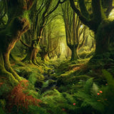 Lush forest landscape wall art canvas featuring vibrant greenery and serene natural light