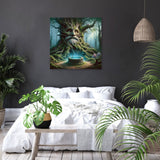 Enchanting Wall Art Canvas depicting a mystical tree in a serene forest setting