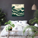 Elegant Wall Art Canvas featuring ocean waves, perfect for enhancing bedroom decor