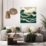 Stunning Wall Art Canvas featuring dramatic ocean waves, enhancing modern living room decor